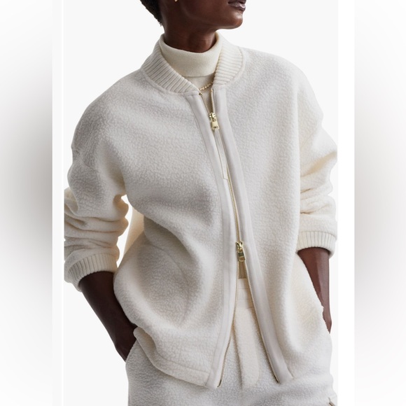 Varley Willmont bomber Jacket cream fleece sz small S - Picture 6 of 11